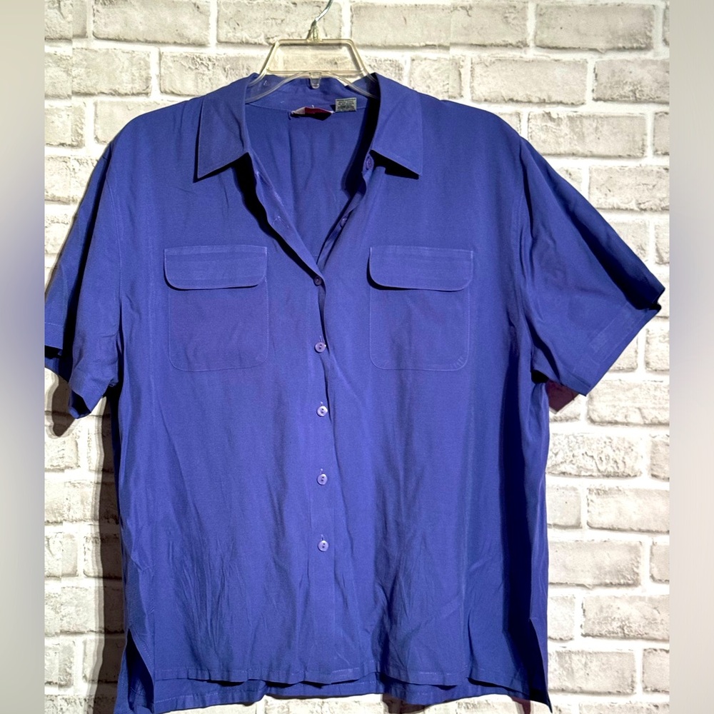 2 for $10 90’s Blue/Purplish Women’s button down blouse rayon